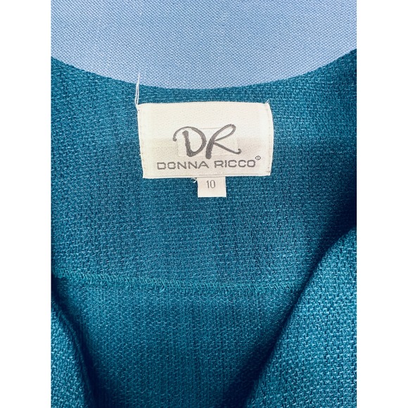 Donna Ricco Teal Button Front Blazer Jacket Size 10 ~ Vintage - Picture 2 of 6
